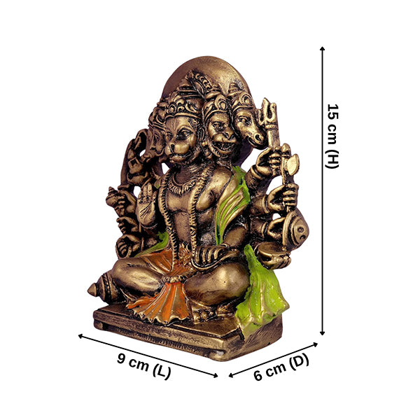 Panchmukhi Hanuman Idol Showpiece for Home Decor (Brown)